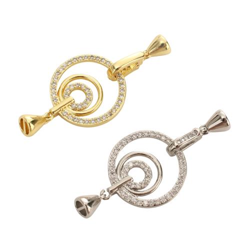 Brass Clasp Findings, plated, DIY & micro pave cubic zirconia & hollow 51mm Approx 5mm [