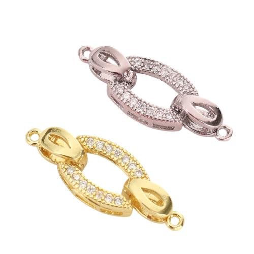 Brass Clasp Findings, plated, DIY & micro pave cubic zirconia & hollow 28mm Approx 1.5mm [