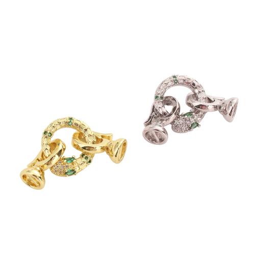 Brass Clasp Findings, Snake, plated, DIY & micro pave cubic zirconia 31mm Approx 5mm [
