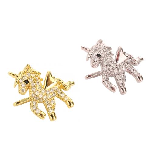 Brass Clasp Findings, Unicorn, plated, DIY & micro pave cubic zirconia 23mm Approx 1mm [