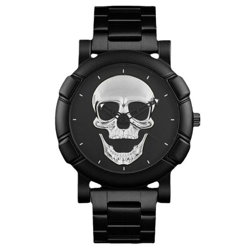 Zinklegierung Armbanduhr, mit PU Leder & Glas, plattiert, mit Totenkopf-Muster & für den Menschen, keine, dial size 40x12mm, verkauft von PC