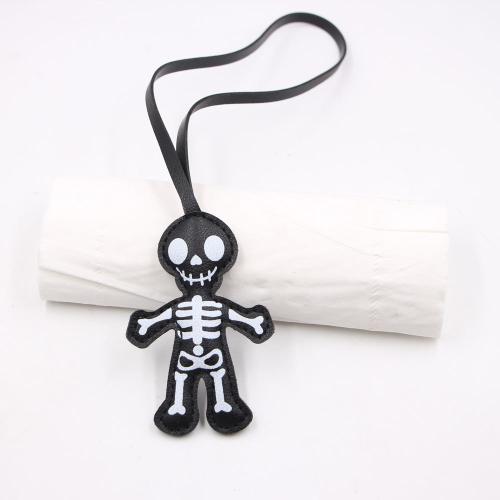 PU Leder Hängende Ornamente, Schädel, Design für Halloween & unisex, keine, leather part size 5.5x8cm, 16cm rope, verkauft von PC