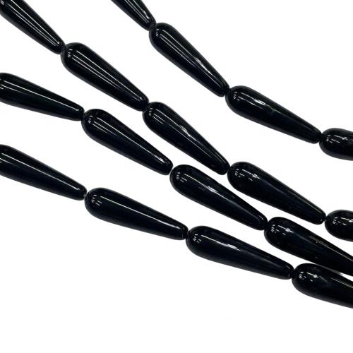 Abalorios de Ágata Negra, Gota, Bricolaje & lisa, 8x30mm, longitud:aproximado 38 cm, Vendido por Sarta