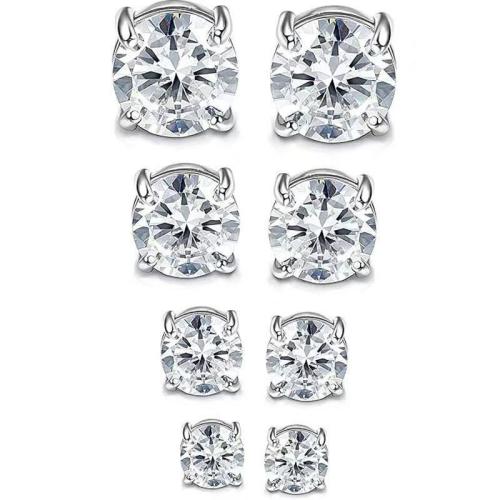 304 Edelstahl Magnetische Ohrstecker, plattiert, unisex & Micro pave Zirkonia, keine, verkauft von setzen