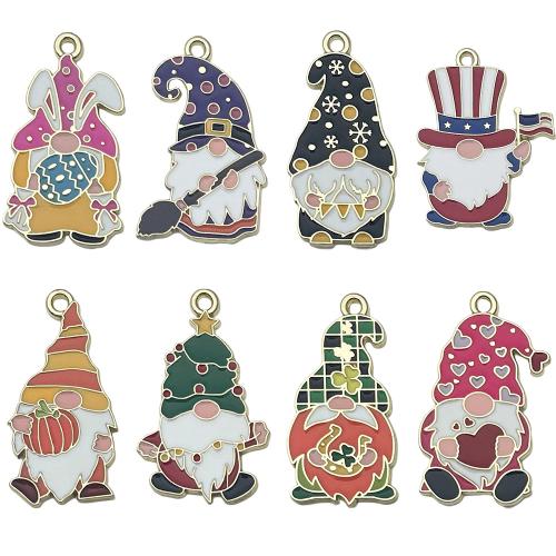 Pendentifs de Noël en alliage de zinc, plaqué de couleur d'or KC, Conception de Noël & DIY & styles différents pour le choix & émail, Vendu par PC[