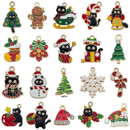 Pendentifs de Noël en alliage de zinc, Placage, Conception de Noël & DIY & styles différents pour le choix & émail & avec strass, Vendu par PC[