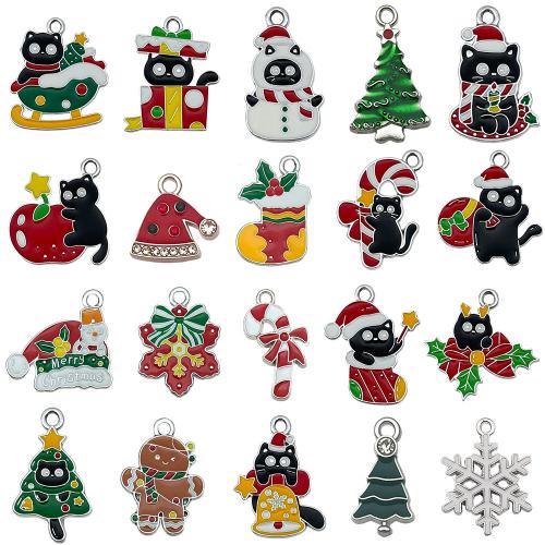 Pendentifs de Noël en alliage de zinc, Placage de couleur platine, Conception de Noël & DIY & styles différents pour le choix & émail, Vendu par PC[