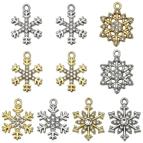 Pendentifs de Noël en alliage de zinc, flocon de neige, Placage, DIY & styles différents pour le choix & avec strass, Vendu par PC[