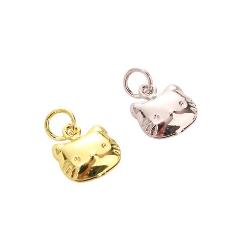 Tierische Messing Anhänger, Katze, plattiert, DIY, keine, 10x9x4.5mm, Bohrung:ca. 3.5mm, verkauft von PC