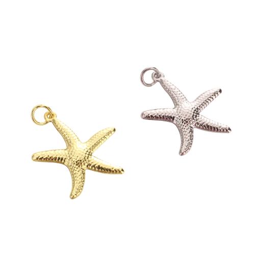 Tierische Messing Anhänger, Seestern, plattiert, DIY, keine, 22x20x2.5mm, Bohrung:ca. 3.5mm, verkauft von PC