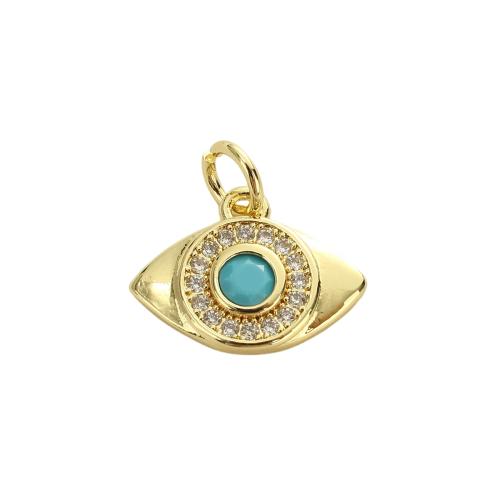 Befestigter Zirkonia Messing Anhänger, Auge, vergoldet, DIY & Micro pave Zirkonia, 11x14.7x2.6mm, Bohrung:ca. 3.5mm, verkauft von PC