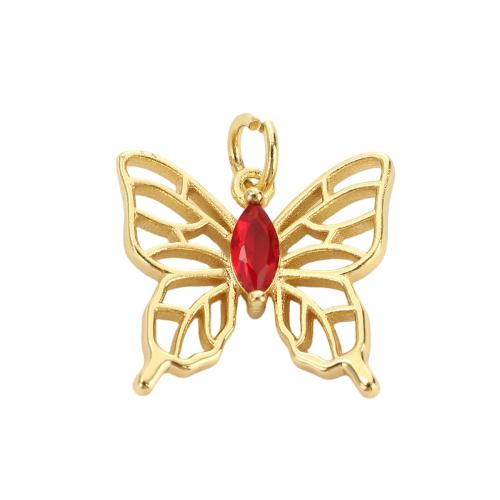 Befestigter Zirkonia Messing Anhänger, Schmetterling, vergoldet, DIY & Micro pave Zirkonia & hohl, 15x16.7x3.1mm, Bohrung:ca. 3.5mm, verkauft von PC
