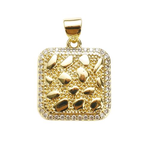 Colgante de Micro Pavé de Zirconía Cúbica, metal, Cuadrado, chapado en oro real, Bricolaje & micro arcilla de zirconia cúbica, 16x16x3mm, agujero:aproximado 7x5mm, Vendido por UD