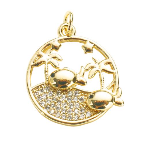 Colgante de Micro Pavé de Zirconía Cúbica, metal, chapado en oro real, Bricolaje & micro arcilla de zirconia cúbica & hueco, 18x19x3mm, agujero:aproximado 4mm, Vendido por UD