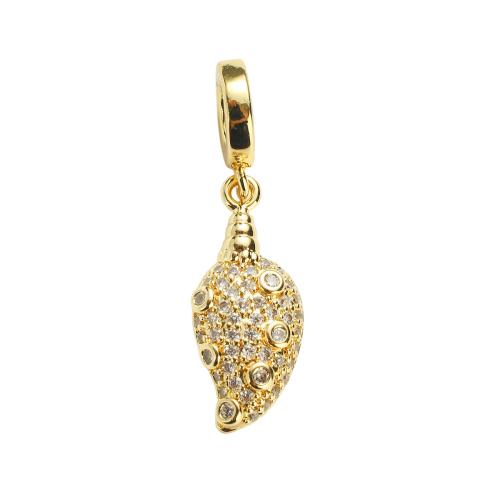 Colgante de Micro Pavé de Zirconía Cúbica, metal, chapado en oro real, Bricolaje & micro arcilla de zirconia cúbica, 23x10x4mm, agujero:aproximado 5mm, Vendido por UD