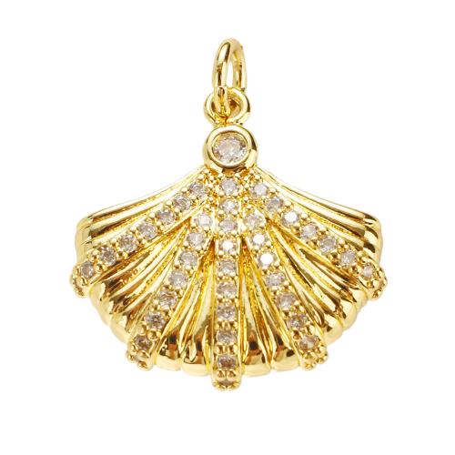 Colgante de Micro Pavé de Zirconía Cúbica, metal, Nácar, chapado en oro real, Bricolaje & micro arcilla de zirconia cúbica, 20x20x3mm, agujero:aproximado 4mm, Vendido por UD