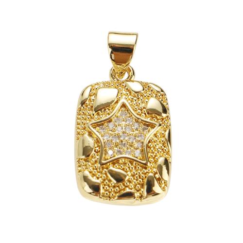 Colgante de Micro Pavé de Zirconía Cúbica, metal, Rectángular, chapado en oro real, Bricolaje & micro arcilla de zirconia cúbica, 16x13x3mm, agujero:aproximado 7x5mm, Vendido por UD