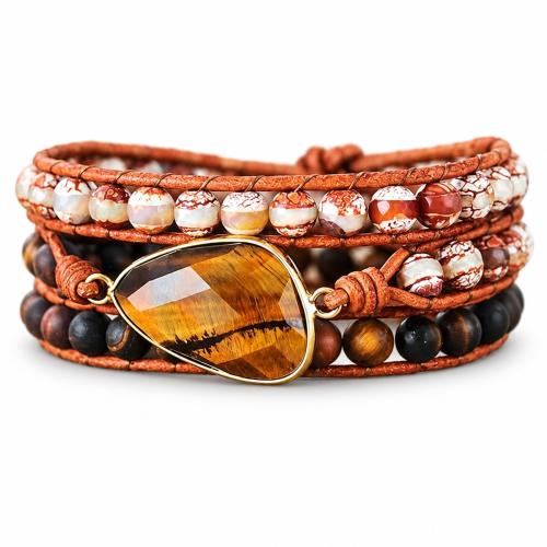 Piedras preciosas Pulsera, con Cuero de PU, diferentes materiales para la opción & unisexo, longitud:aproximado 20 Inch, Vendido por UD