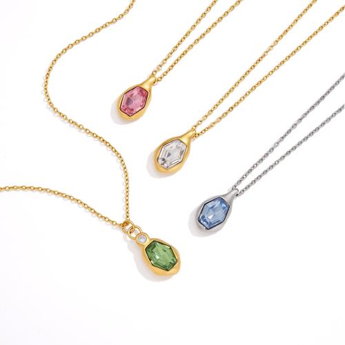 acero inoxidable 304 collar, con Vidrio, Recubrimiento iónico al vacío, Joyería & para mujer, más colores para la opción, Vendido por UD