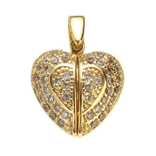 Cubique Pendentif en laiton zircon pavent, Coeur avec des ailes, Plaqué d'or, DIY & pavé de micro zircon Environ Vendu par PC