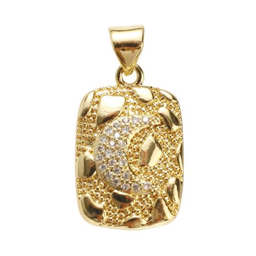 Cubique Pendentif en laiton zircon pavent, rectangle, Plaqué d'or, DIY & pavé de micro zircon Environ Vendu par PC