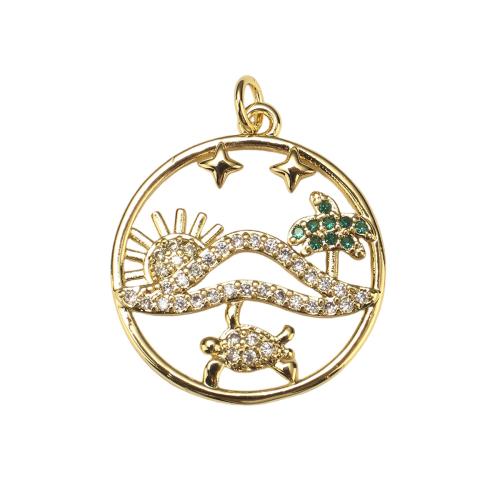 Cubique Pendentif en laiton zircon pavent, Plaqué d'or, DIY & pavé de micro zircon & creux Environ 4mm, Vendu par PC