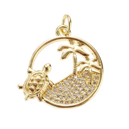 Cubique Pendentif en laiton zircon pavent, Plaqué d'or, DIY & pavé de micro zircon & creux Environ 4mm, Vendu par PC