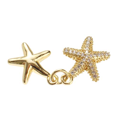 Cubique Pendentif en laiton zircon pavent, étoile de mer, Plaqué d'or, DIY & pavé de micro zircon Environ 1mm, Vendu par PC