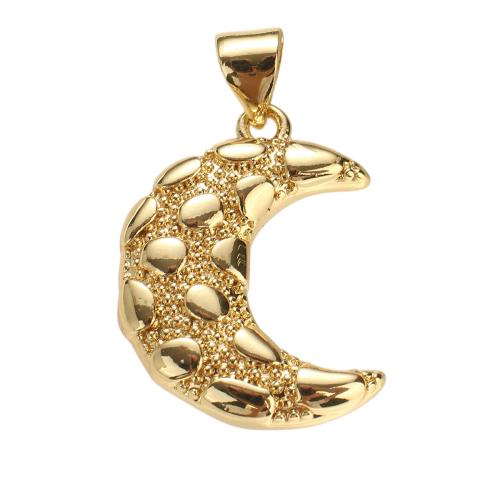 Brass Jewelry Pendants, Moon, real gold plated, DIY Approx 