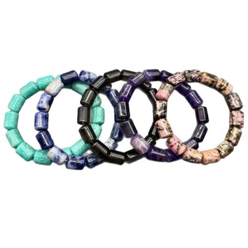 Piedras preciosas Pulsera, Columna, diferentes materiales para la opción & unisexo, 10x14mm, diámetro interior:aproximado 50mm, aproximado 14PCs/Sarta, Vendido por Sarta