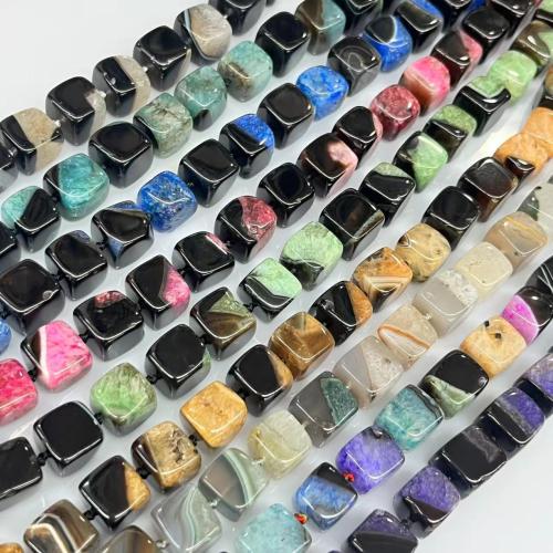 Cuentas Individuales de piedras preciosas, Ágata, con Cuarzo natural, Cuadrado, pulido, Bricolaje, más colores para la opción, 12x12mm, aproximado 25PCs/Sarta, Vendido por Sarta