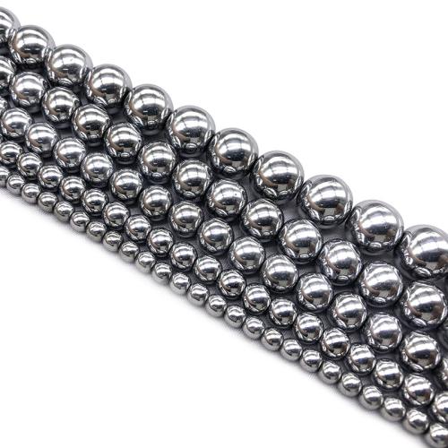 Non Magnetic Hematite Beads, Round, plated, DIY silver color Approx 37 cm [