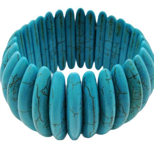 turquoise synthétique bracelet, poli, élastique & unisexe, bleu turquoise Environ 7 pouce, Vendu par PC