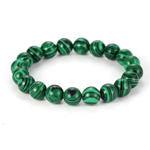 Malachite bracelet, Rond, poli, unisexe & normes différentes pour le choix Environ 7 pouce, Vendu par PC[