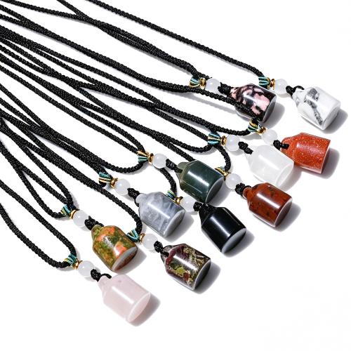 Gemstone Necklace, with Knot Cord & Unisex, pendent size Approx 68 cm 