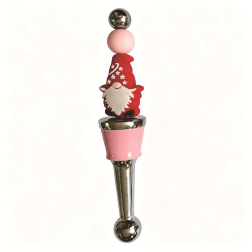 Aluminum Alloy Bottle Stopper, with Silicone & PVC Plastic, Christmas Design 
