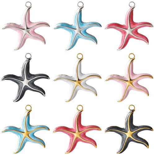 Pendentifs d'animaux en acier inoxydable , Acier inoxydable 304, étoile de mer, Placage ionique sous vide, DIY & émail, plus de couleurs à choisir Vendu par PC[