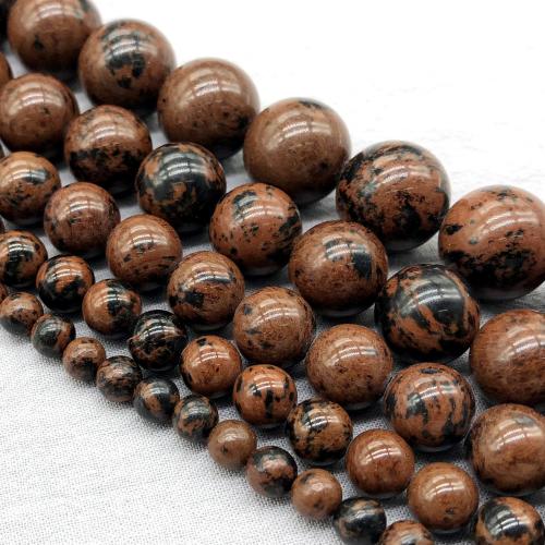 Mahogany Obsidian Bead, Round, DIY brown Approx 37 cm 