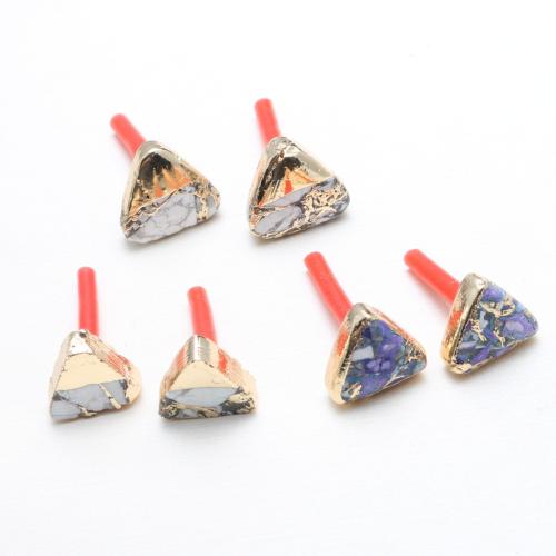 Impression Jasper Stud Earring, Triangle, polished 