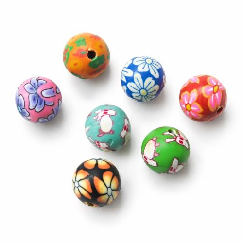 Round Polymer Clay Beads, mixed colors, 10mm Approx 1mm 