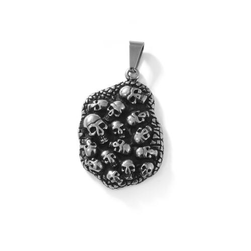 Pendentif en acier inoxydable crâne, Acier inoxydable 304, crane, Vintage & DIY, couleur originale, 44mm, Vendu par PC