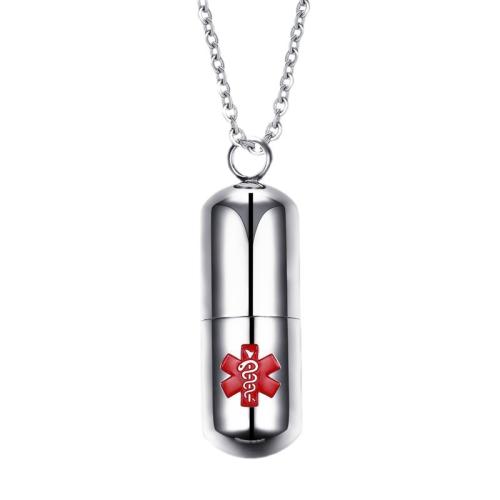 304 Stainless Steel Cinerary Casket Necklace, Unisex & enamel, original color Approx 60 cm 
