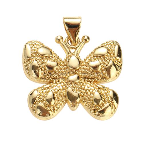 Pendentifs d'animaux en laiton, papillon, Plaqué d'or, DIY Environ Vendu par PC[