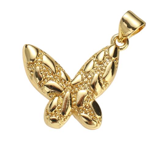 Pendentifs d'animaux en laiton, papillon, Plaqué d'or, DIY Environ Vendu par PC[