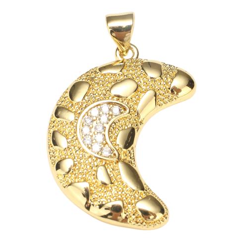 Cubique Pendentif en laiton zircon pavent, lune, Plaqué d'or, DIY Environ Vendu par PC