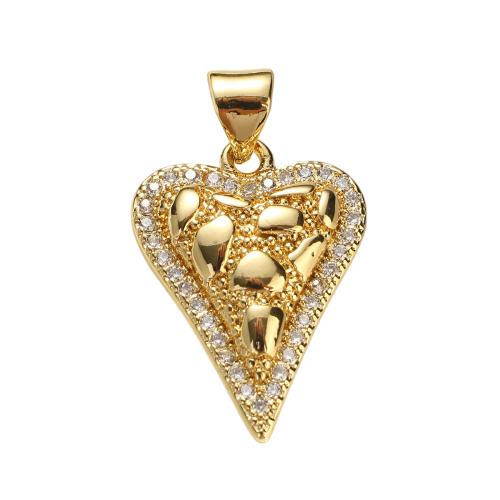 Cubique Pendentif en laiton zircon pavent, coeur, Plaqué d'or, DIY & pavé de micro zircon Environ Vendu par PC