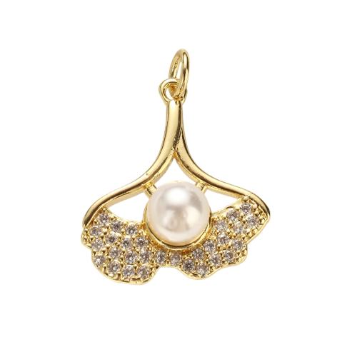 Cubique Pendentif en laiton zircon pavent, avec perle de plastique, Plaqué d'or, DIY & pavé de micro zircon & creux Environ 4mm, Vendu par PC
