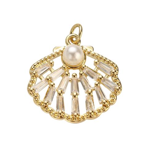 Cubique Pendentif en laiton zircon pavent, avec perle de plastique, Plaqué d'or, DIY & pavé de micro zircon & creux Environ 4mm, Vendu par PC
