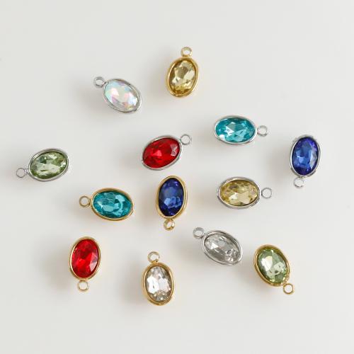 Pendentifs en acier inoxydable strass, Acier inoxydable 304, ovale, Placage ionique sous vide, DIY & avec strass, plus de couleurs à choisir Vendu par PC