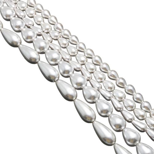 Glass Pearl Beads, Teardrop, DIY & smooth, silver color 